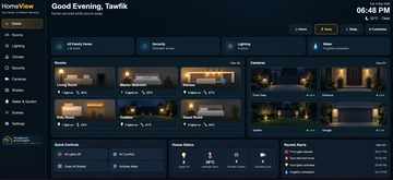 HomeView dashboard showing the home’s rooms and controls